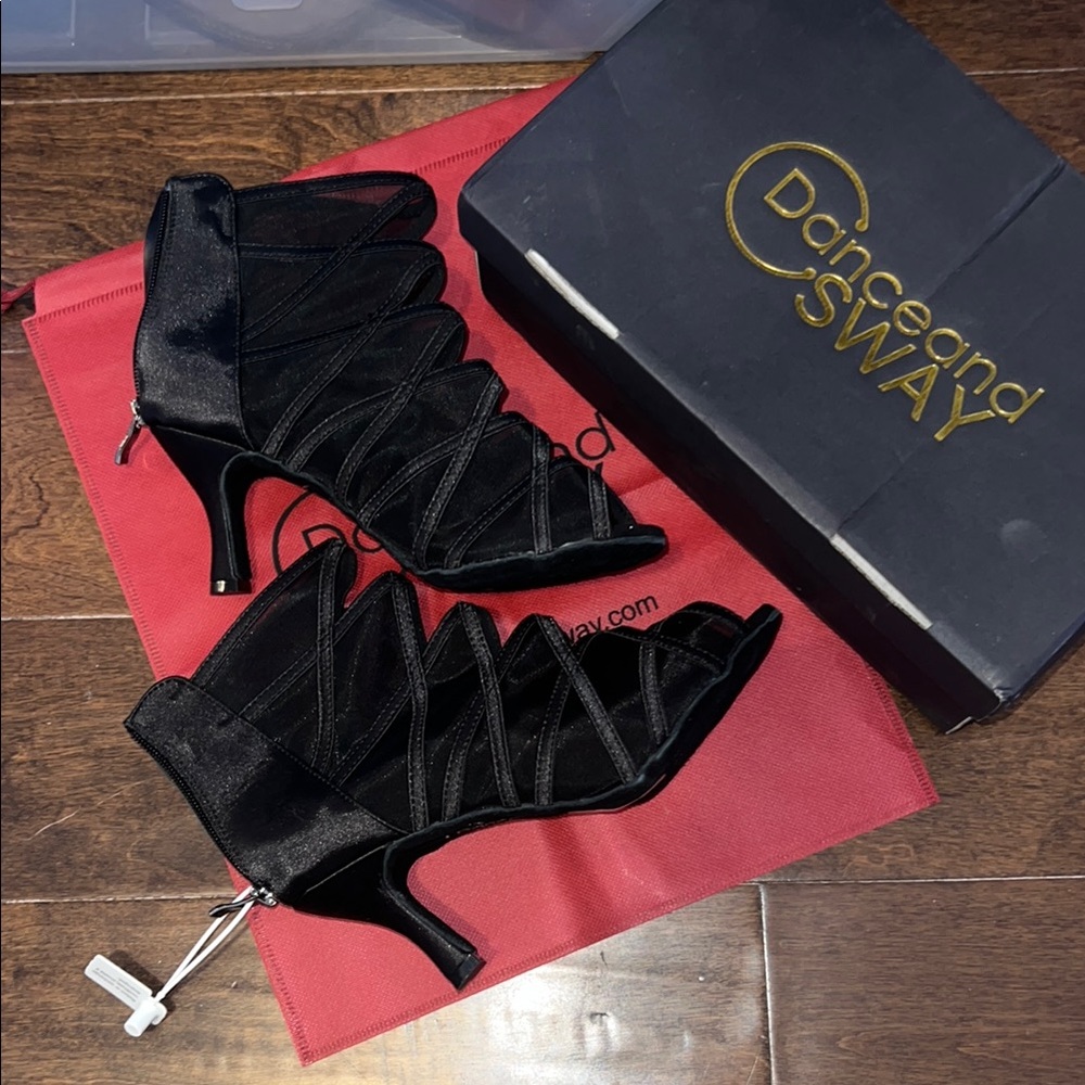 Dance Class Black Strappy Satin Dance Heels